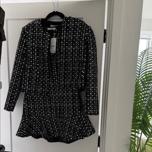 Chic Black and White Tweed Dress